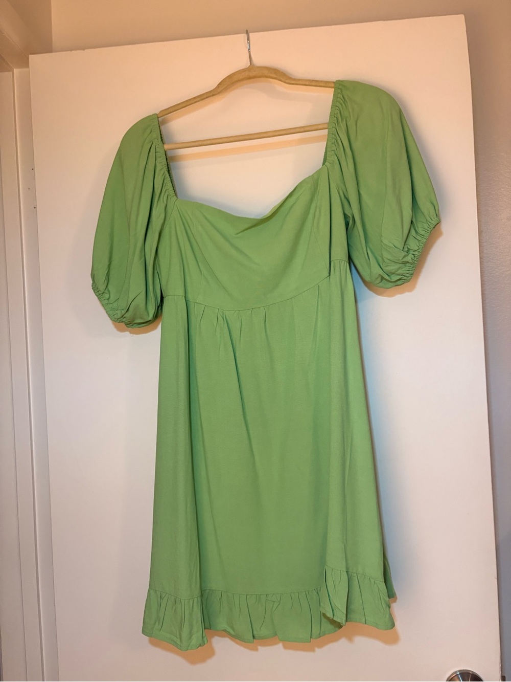 Green Puff Sleeve Mini Dress - Unbranded